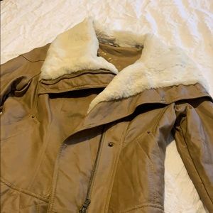 Guess wide faux fur collar moto jacket